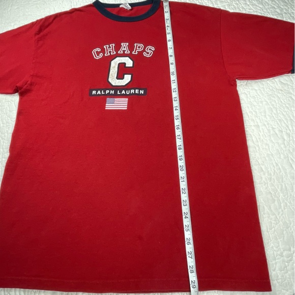 🔥Vtg 80 90's Chaps Ralph Lauren USA Red Flag Logo Ringer T Shirt Men’s Size M - Picture 11 of 11